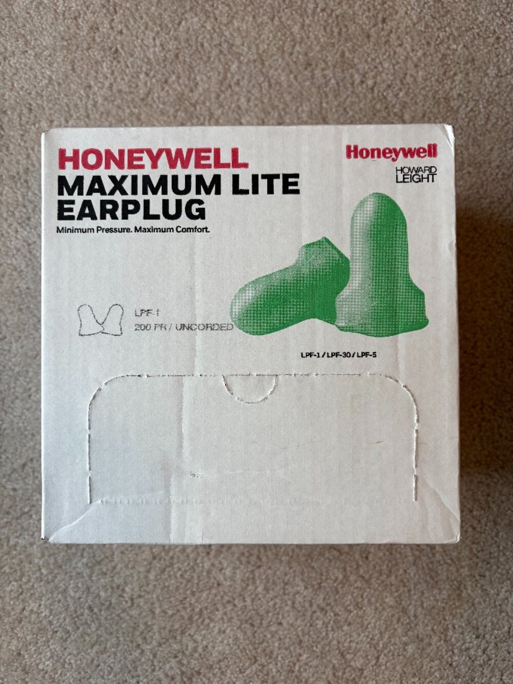 Honeywell LPF-1 Maximum Lite Uncorded Green Ear Plugs 200 pair NIB